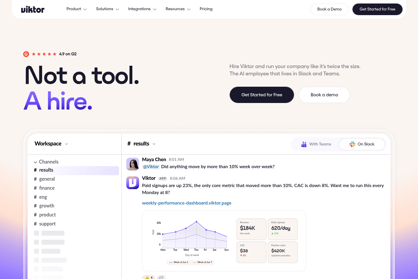 Viktor homepage screenshot